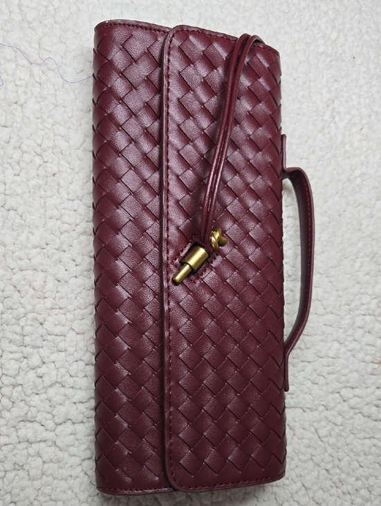 Handbags - Rich Wine Faux Leather Handbag Interior with Zipper Pocket